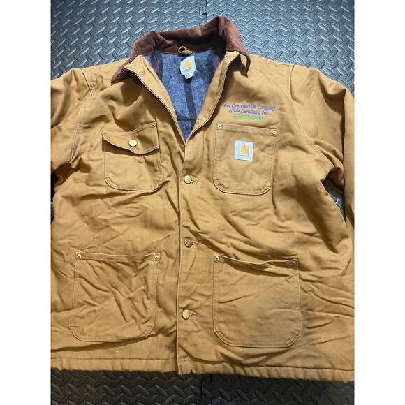 Vintage Carhartt chore jacket C001 BRN blanket lined duck coat work wear Size L - Picture 8 of 9